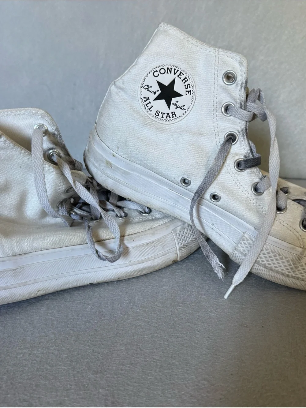 Converse Platform High-Top Sneakers in White with Black Star Patch